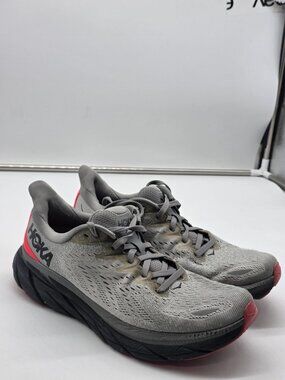Hoka One One Clifton 8 Shoes Womens Size 9.5 Gray Mesh Running Sneakers Damaged